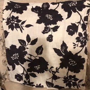 Black and white floral pillow cover